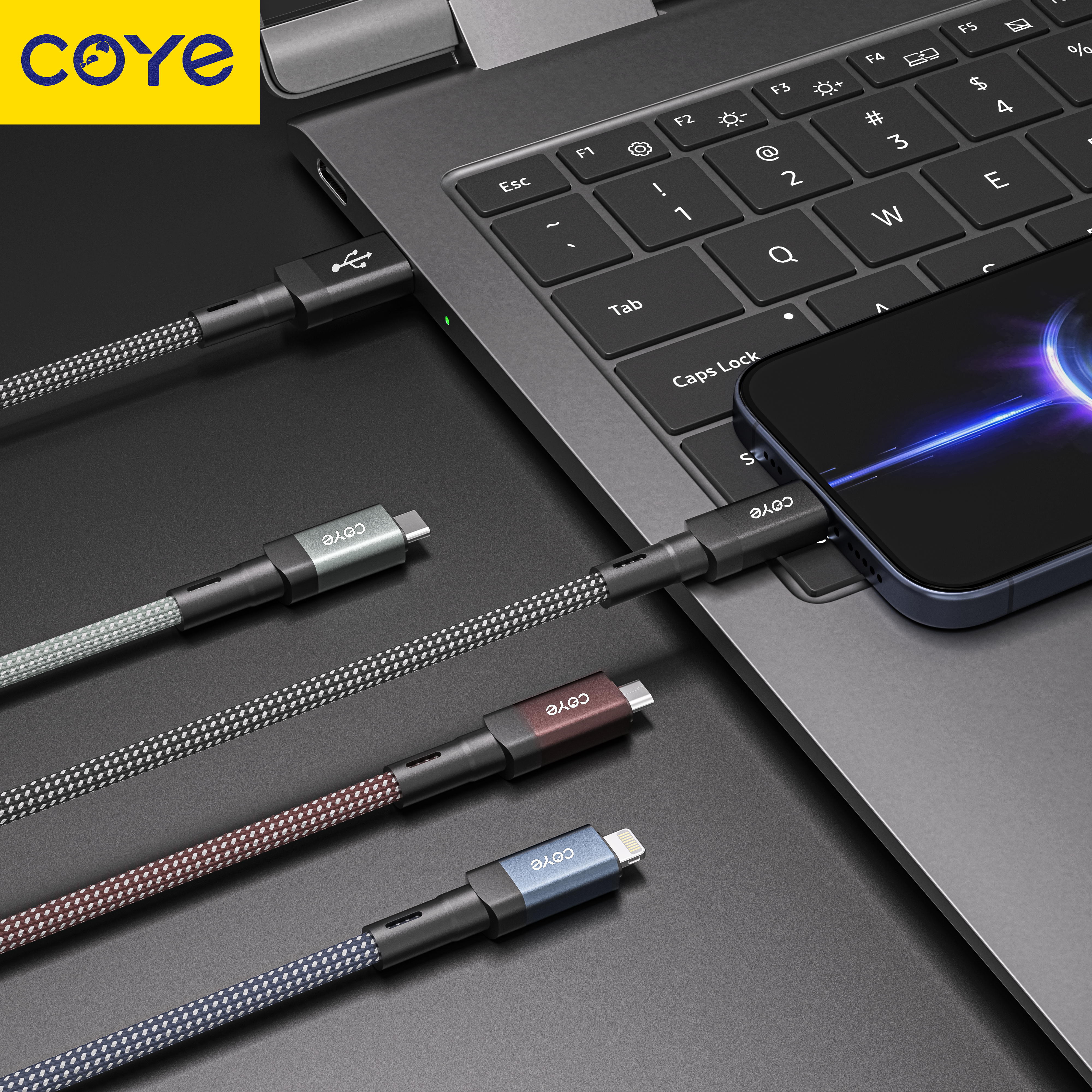 COYE 1m Nylon Braided USB A to USB C Cable – 4A Fast Charging 4mm OD Heavy-Duty Charger Cord Woven Durable USB-A to Type-C Lead