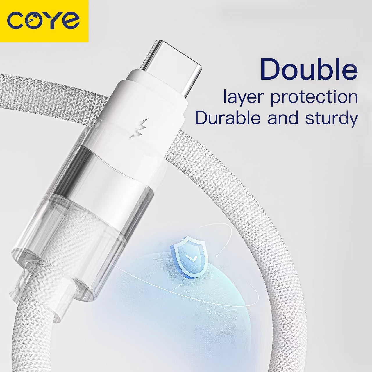 COYE 1m Woven USB C to USB C Metal Data Cable – 3A 4mm Fast Charging & 5Gbps Data Transfer Power Delivery PD