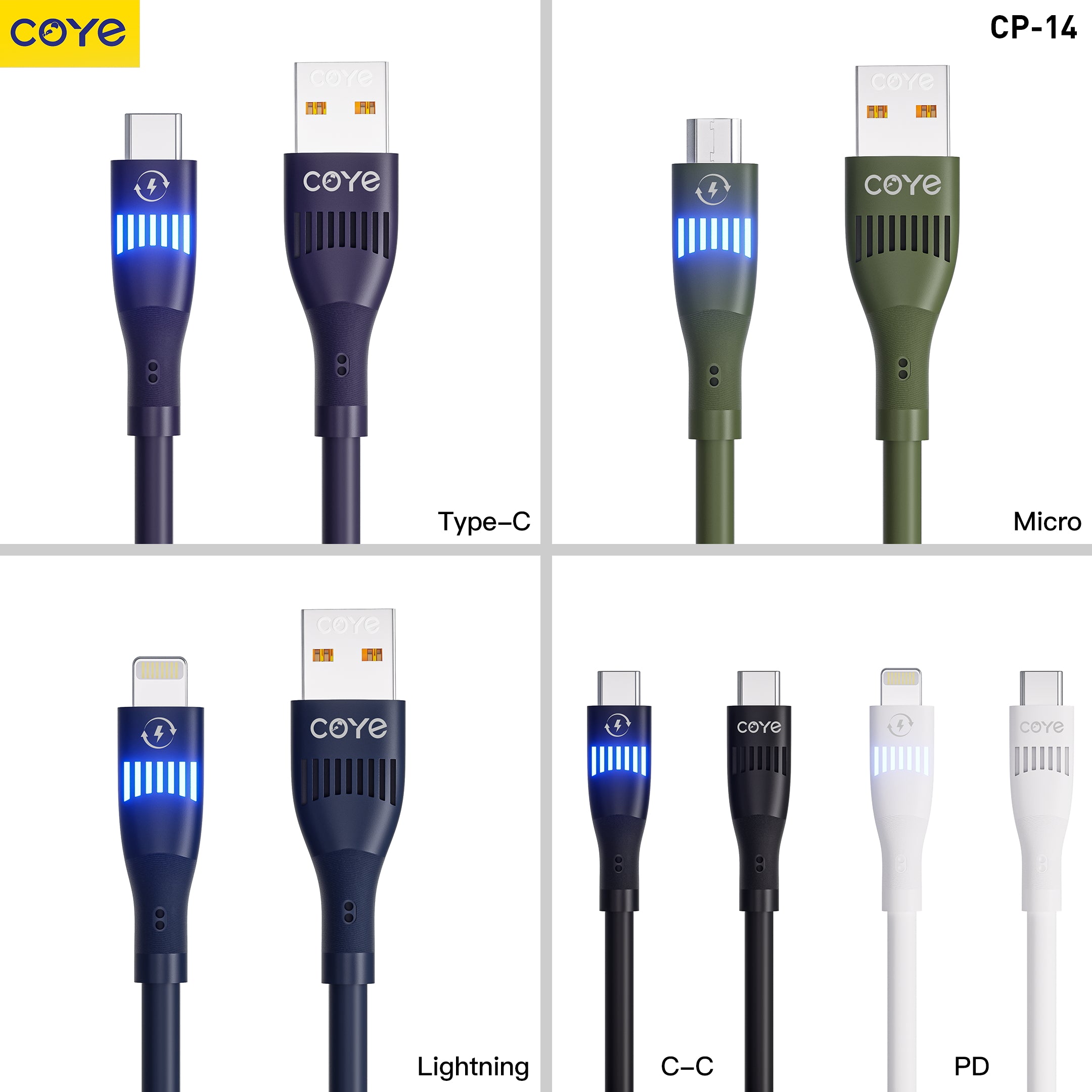 COYE 1m USB C to USB C Cable – 66W PD Fast Charging & Data Sync, LED Indicator, Flame-Retardant, Pull-Resistant, Tangle-Free, Extreme Temperature -50°C to 250°C