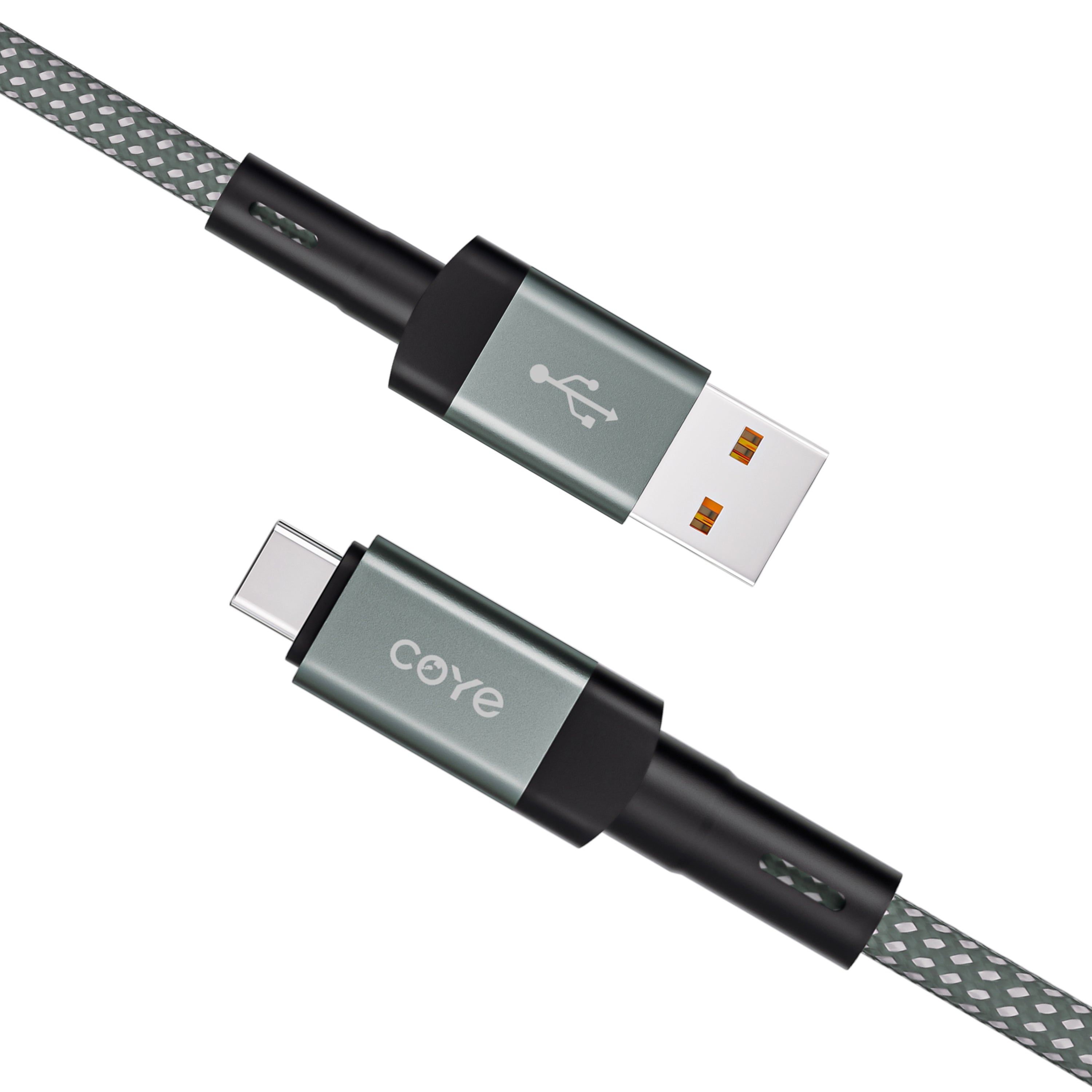 COYE 1m Nylon Braided USB A to USB C Cable – 4A Fast Charging 4mm OD Heavy-Duty Charger Cord Woven Durable USB-A to Type-C Lead