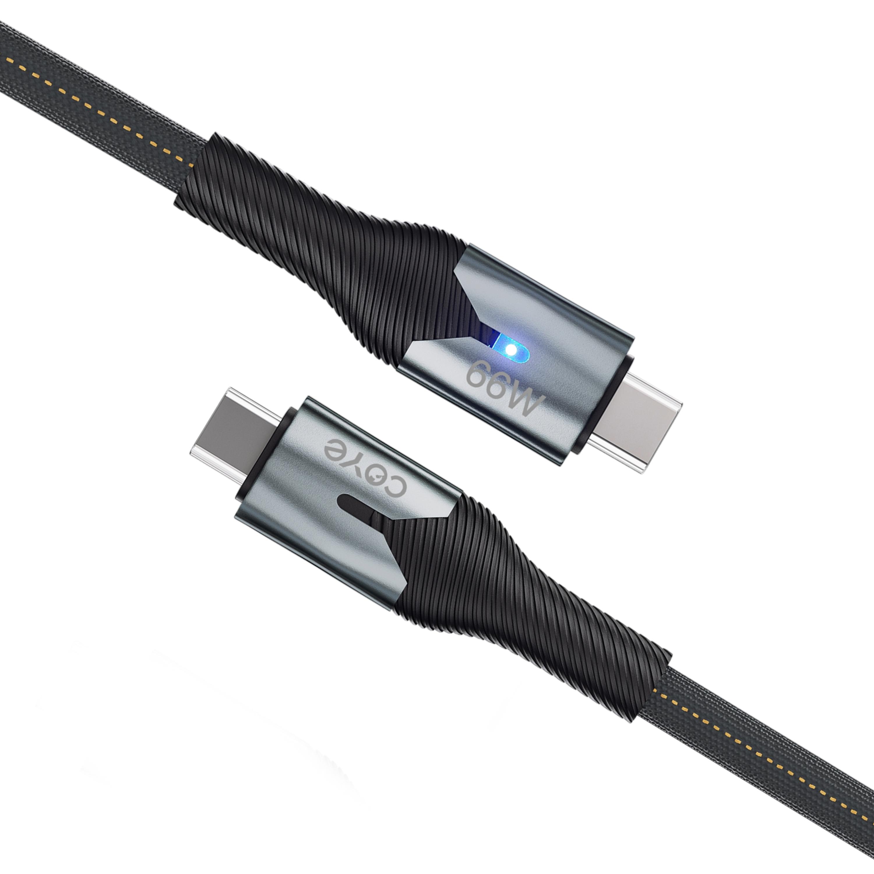 COYE 1m USB C to USB C Cable – 66W PD Fast Charging & Data Sync, LED Indicator, Pull-Resistant, Tangle-Free, High Tensile Strength, High-Speed Data Transfer