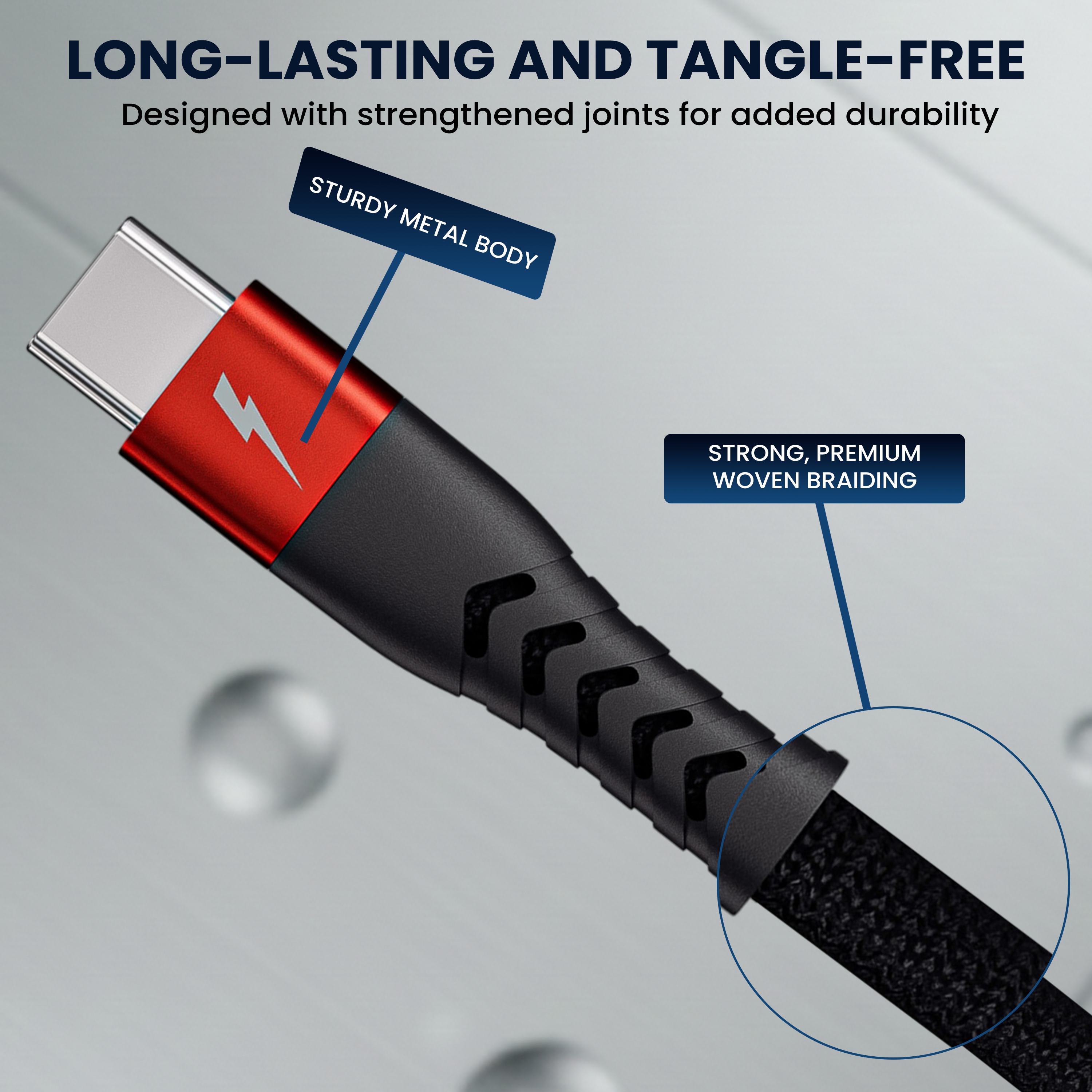 COYE 2m Nylon Woven USB A to USB C Cable – 4A Fast Charging Long-Length Data & Charger Lead, Wear-Resisting and Stretch-Proof Design