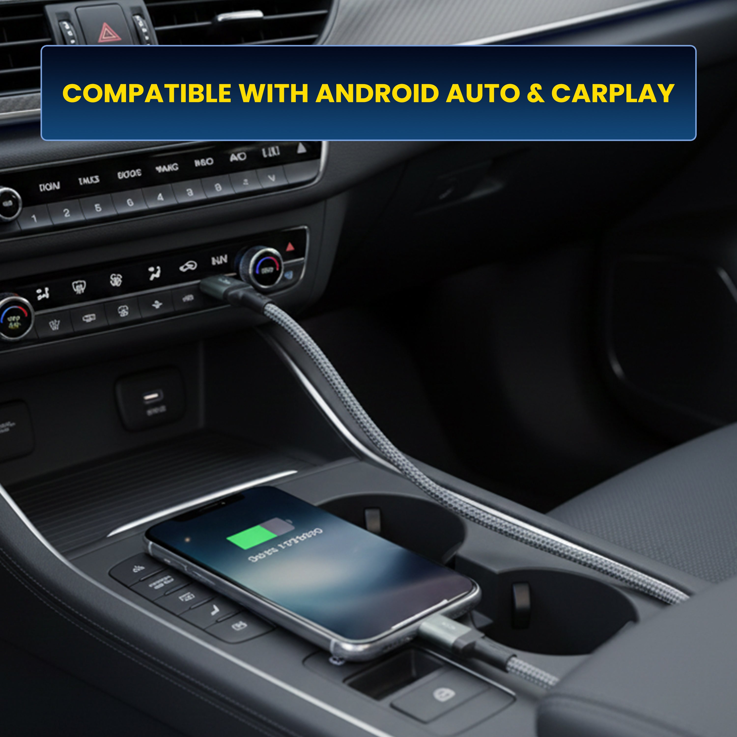 COYE 1m Nylon Braided USB A to USB C Cable – 4A Fast Charging 4mm OD Heavy-Duty Charger Cord Woven Durable USB-A to Type-C Lead