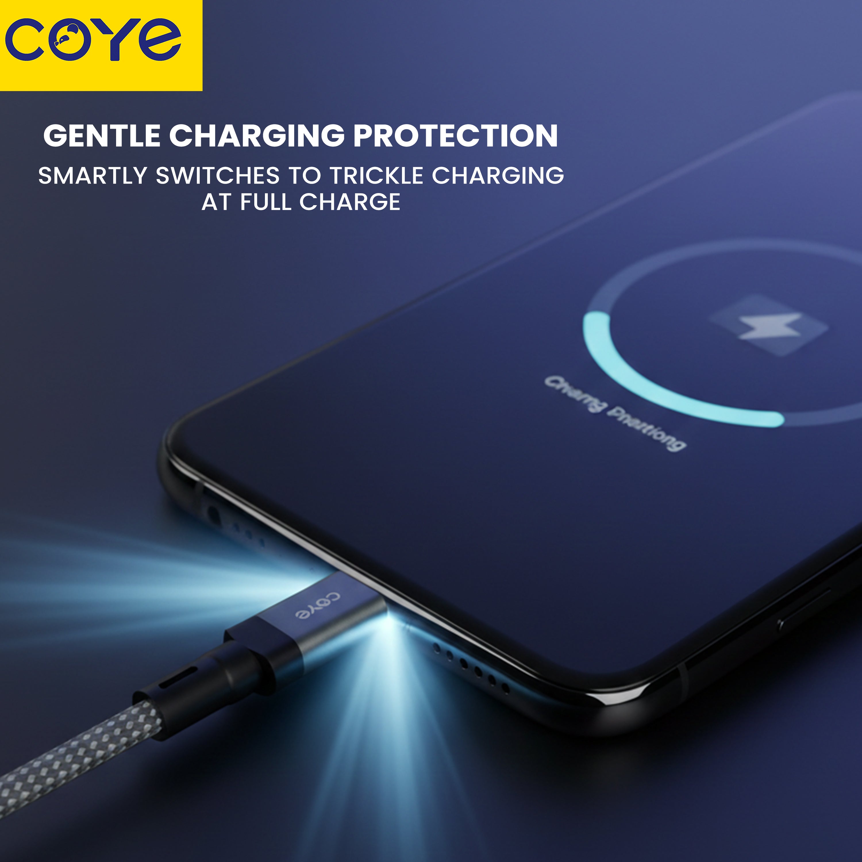 COYE 1m Nylon Braided USB A to USB C Cable – 4A Fast Charging 4mm OD Heavy-Duty Charger Cord Woven Durable USB-A to Type-C Lead