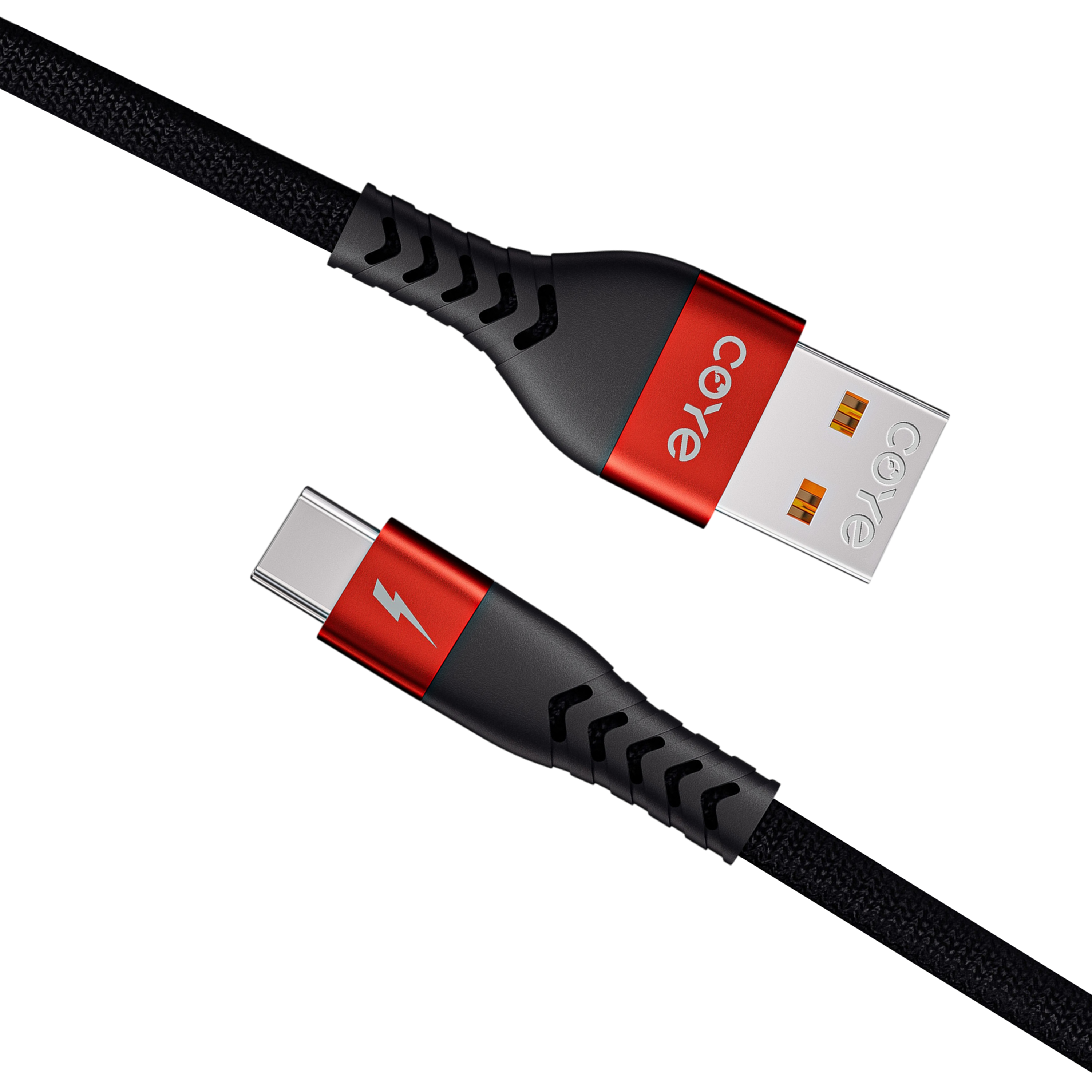 COYE 2m Nylon Woven USB A to USB C Cable – 4A Fast Charging Long-Length Data & Charger Lead, Wear-Resisting and Stretch-Proof Design