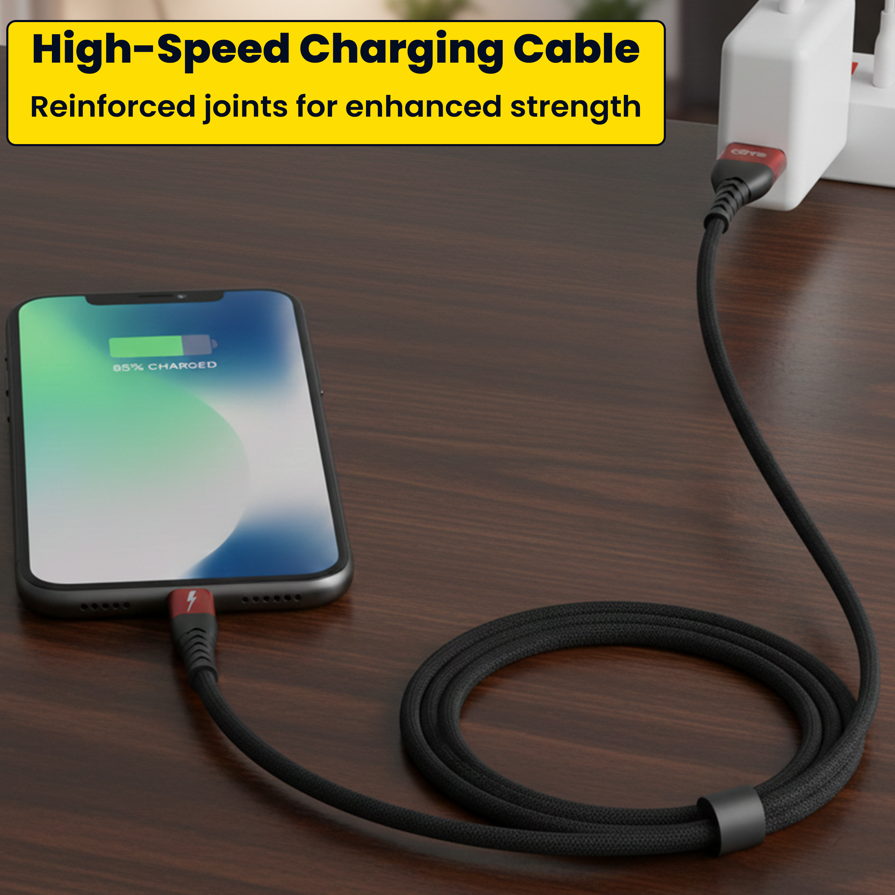 COYE 2m Nylon Woven USB A to USB C Cable – 4A Fast Charging Long-Length Data & Charger Lead, Wear-Resisting and Stretch-Proof Design