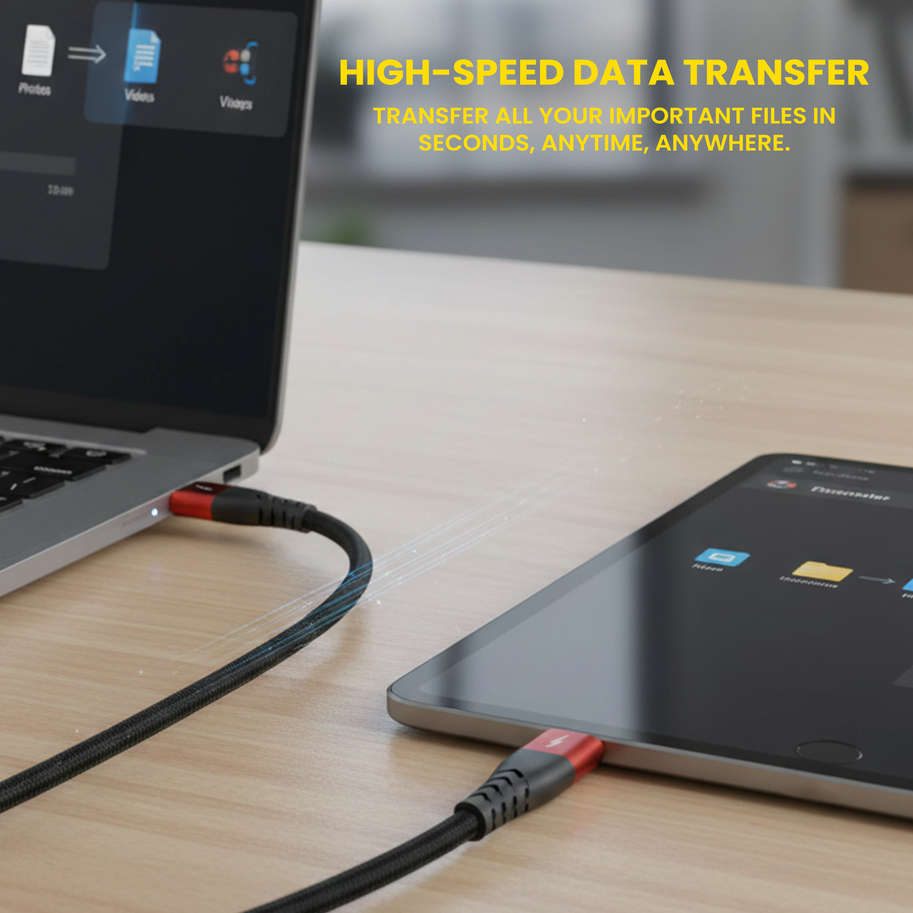 COYE 2m Nylon Woven USB A to USB C Cable – 4A Fast Charging Long-Length Data & Charger Lead, Wear-Resisting and Stretch-Proof Design