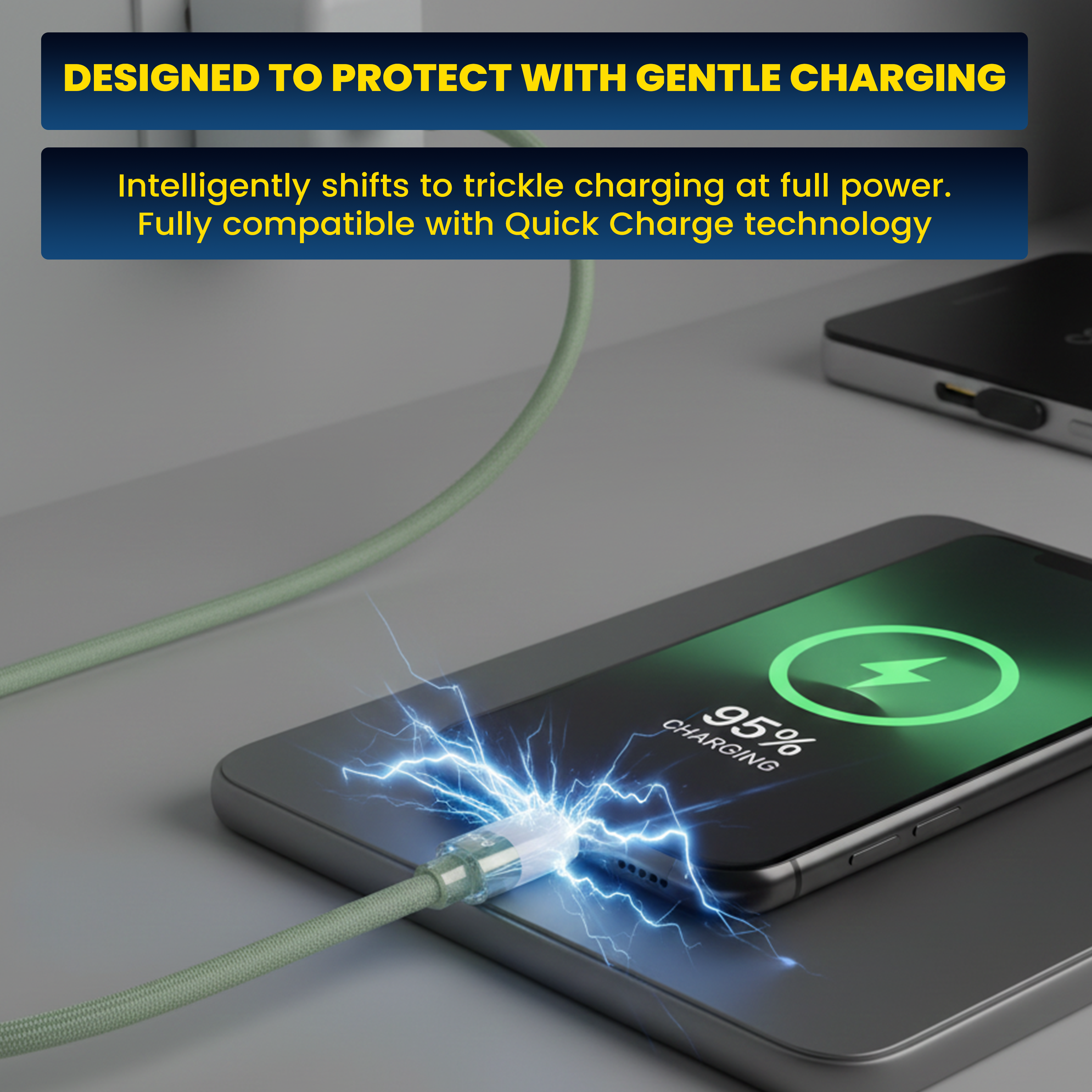 COYE 1m Woven USB C to USB C Metal Data Cable – 3A 4mm Fast Charging & 5Gbps Data Transfer Power Delivery PD