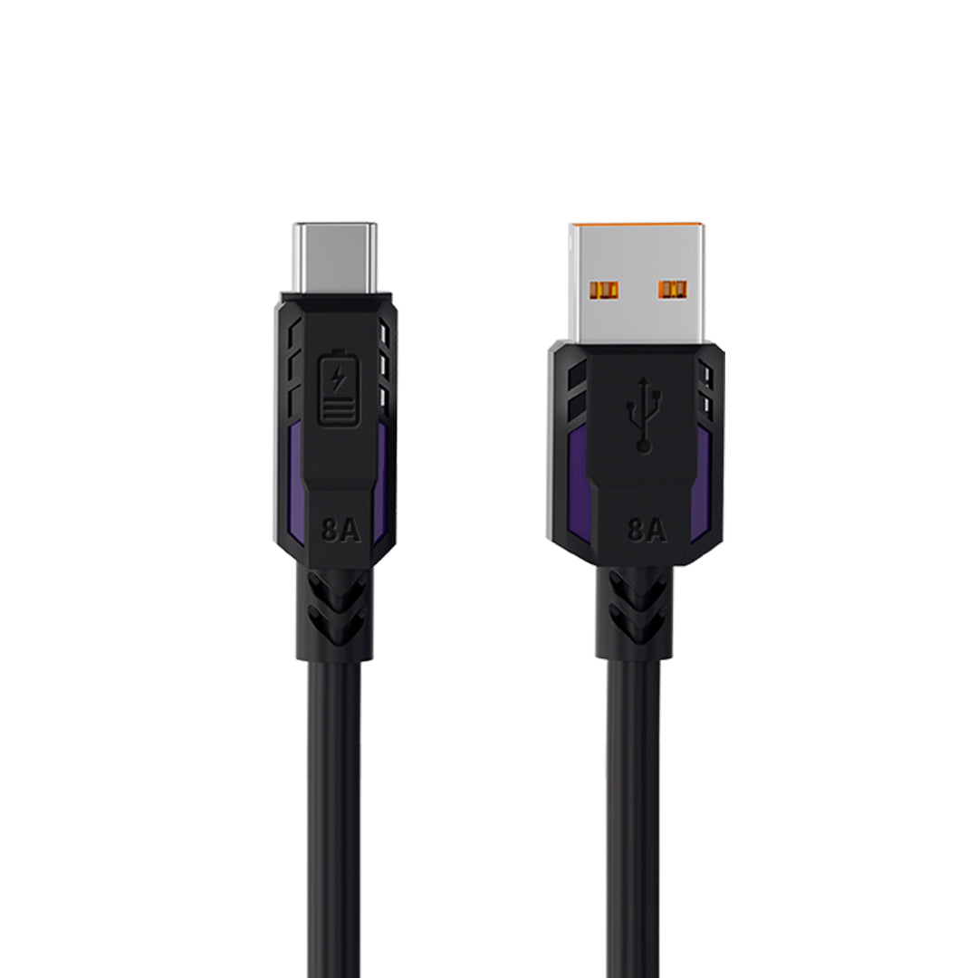 COYE 1m Liquid Silicone USB A to USB C Cable – 8A Fast Charging Lead OD5.0 Thick Strong Durable Tangle-Free Build Intelligent Safety Chip High-Speed Data Transfer