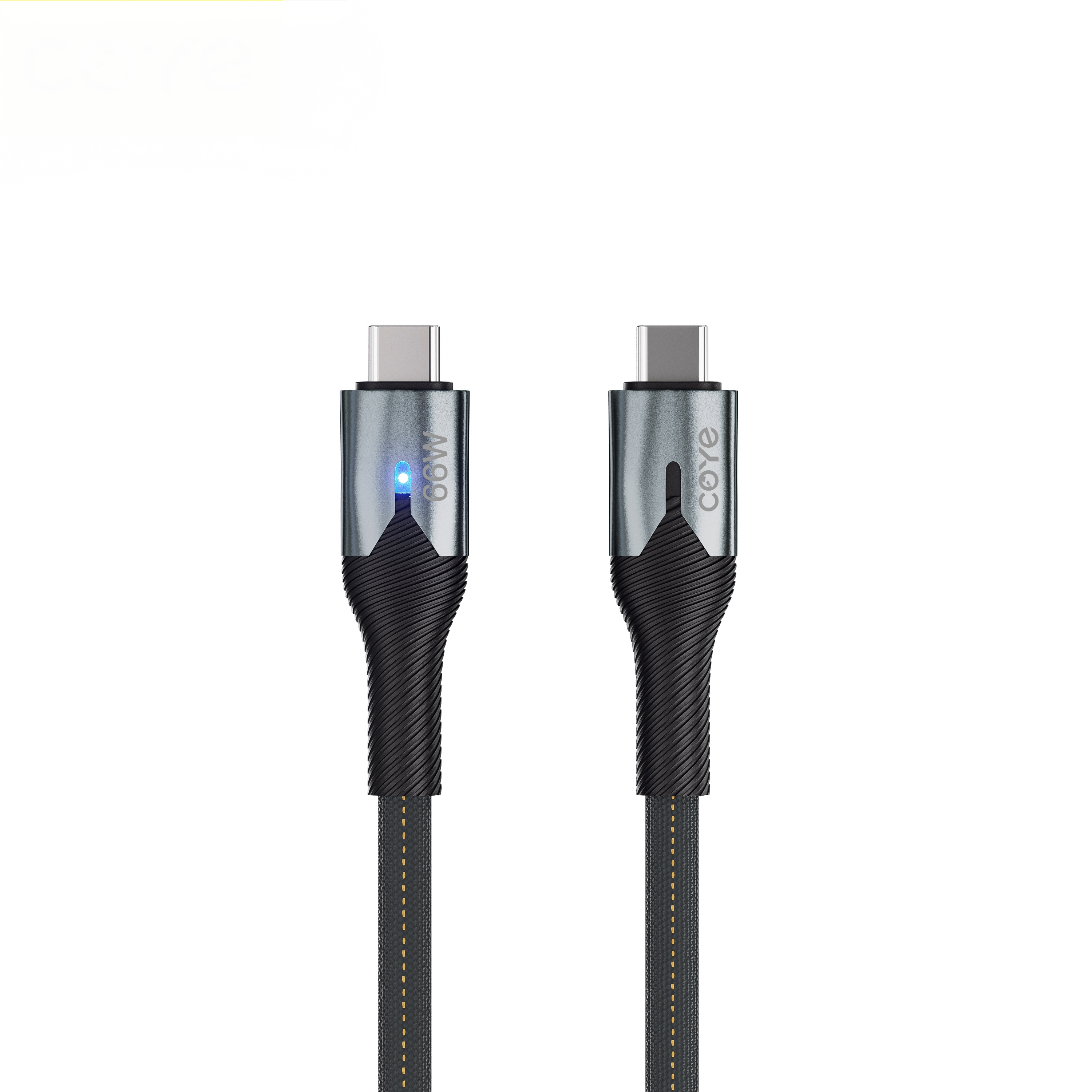 COYE 1m USB C to USB C Cable – 66W PD Fast Charging & Data Sync, LED Indicator, Pull-Resistant, Tangle-Free, High Tensile Strength, High-Speed Data Transfer